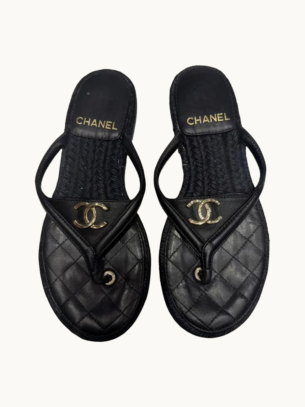 BEACH LEATHER BLACK FLIP FLOPS